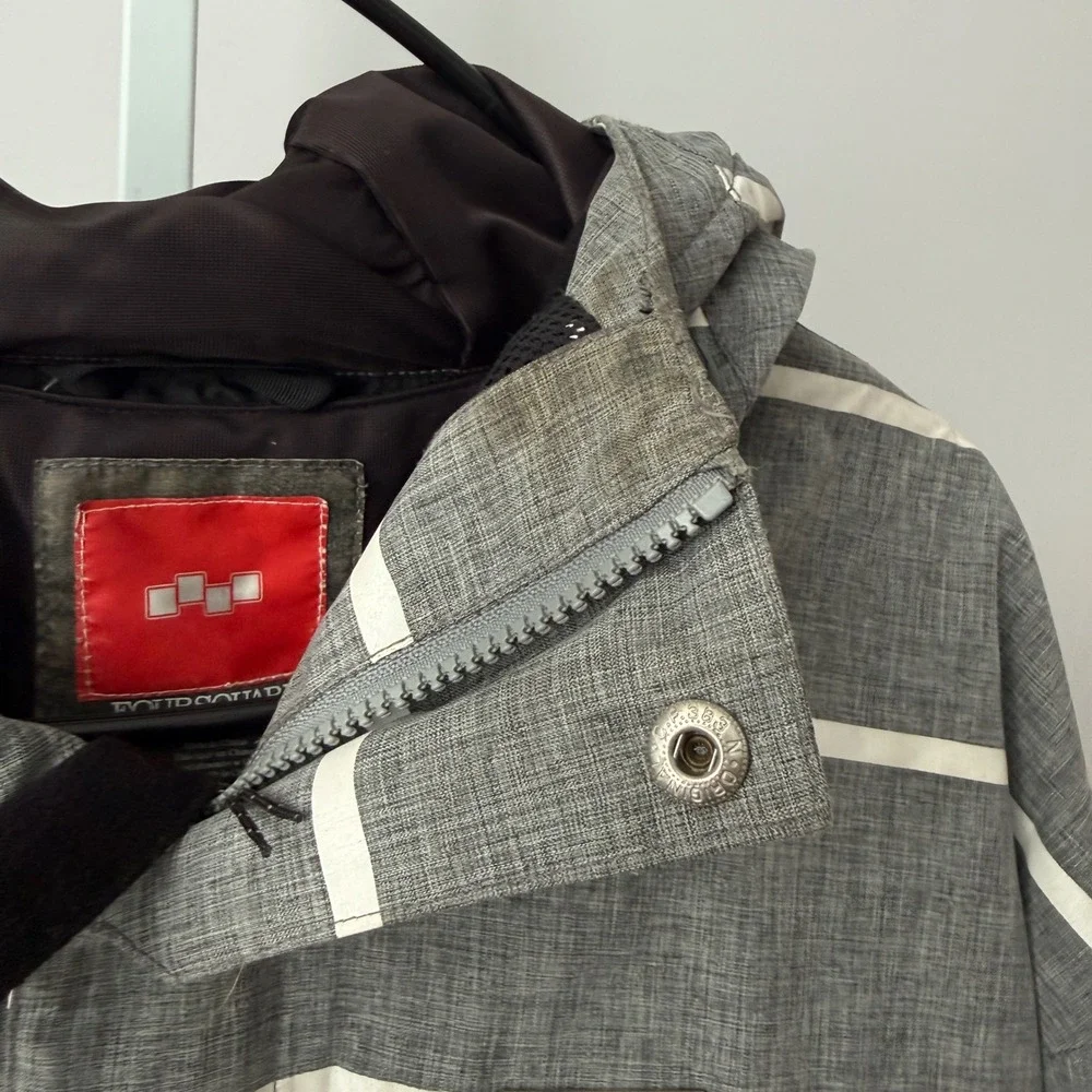 Foursquare‎ sz L Snowboard Outerwear Jacket Mens Striped 10K Hooded Outdoors